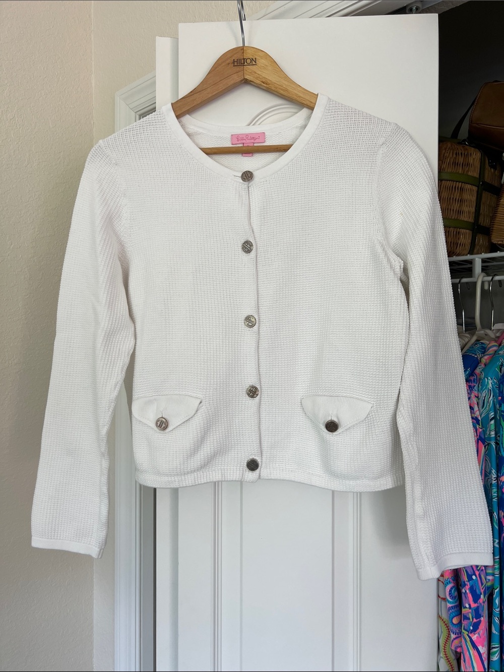 Lilly Pulitzer White Knit Button-Front Jacket